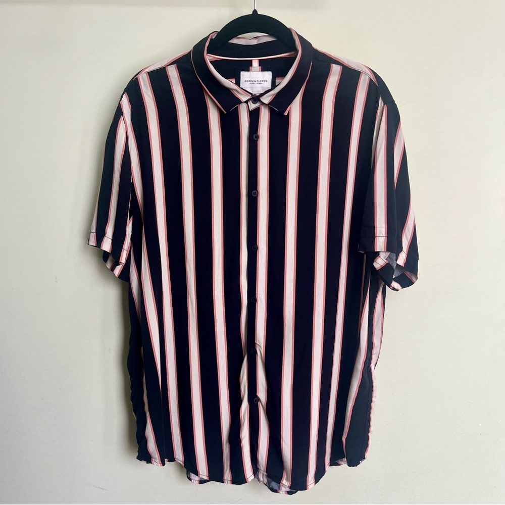 Denim & Flower Black, Cream and Pink Striped Shirt